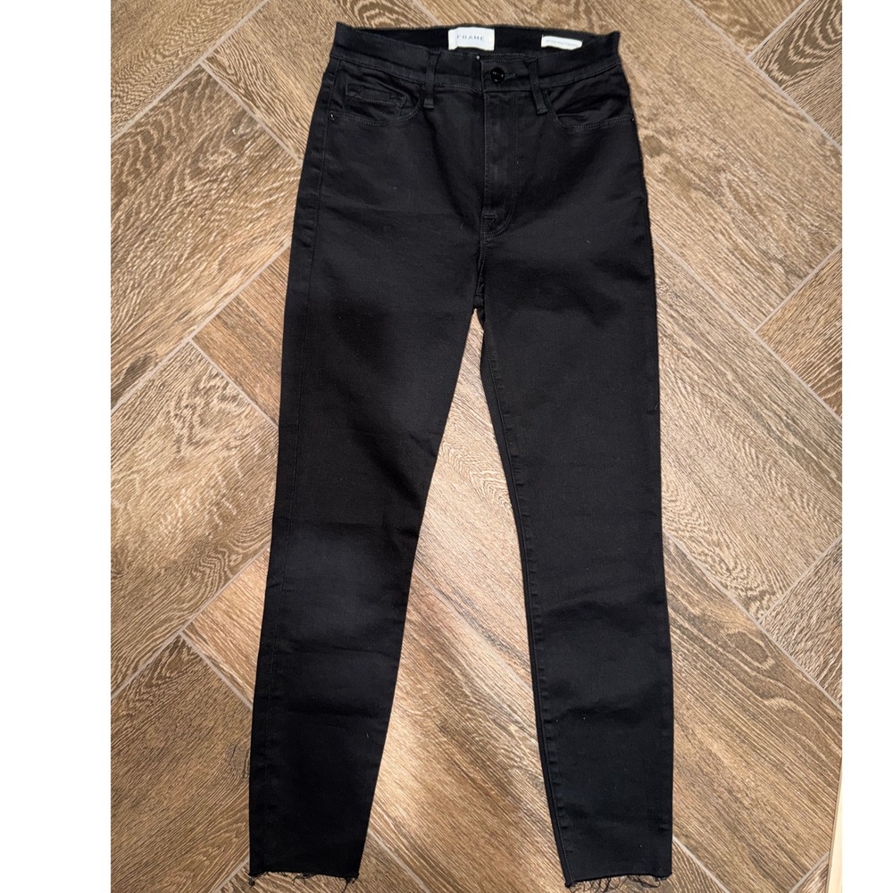 FRAME NWOT Ali High Rise Cigarette Jeans Black Cotton Blend Womens Size‎ 27